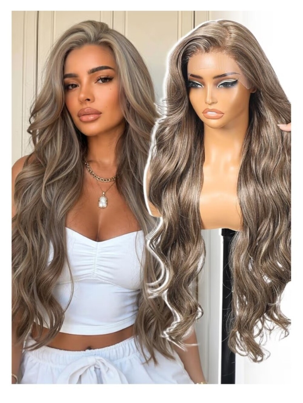 Ash Brown Synthetic Lace Front Wig 30"